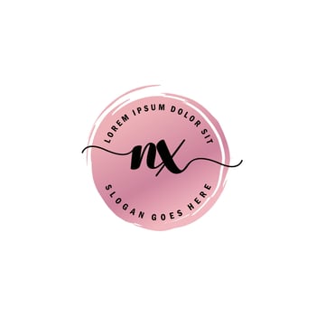 NX Initial Letter handwriting logo with circle brush template vector