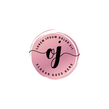 OJ Initial Letter handwriting logo with circle brush template vector