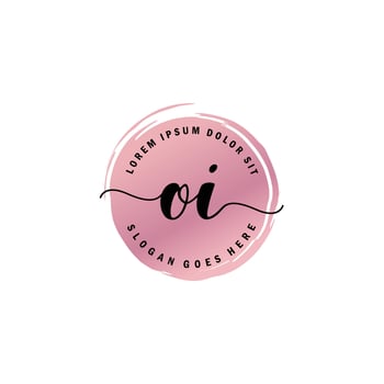 OI Initial Letter handwriting logo with circle brush template vector