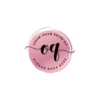 OQ Initial Letter handwriting logo with circle brush template vector