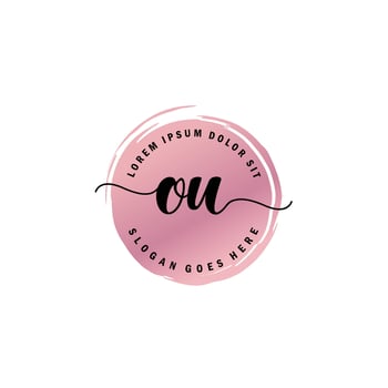 OU Initial Letter handwriting logo with circle brush template vector