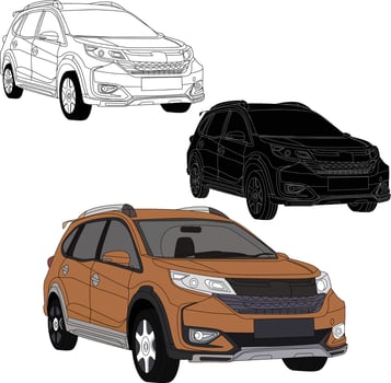 car vector line art illustration
