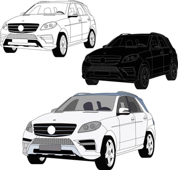 car vector line art illustration