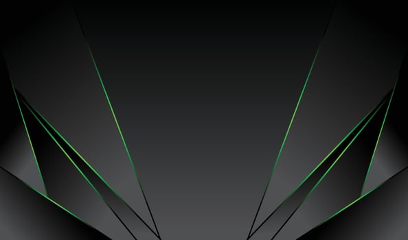 Abstract dark black background with green lines. Vector illustration