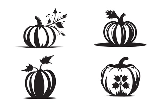 Set of Halloween Pumpkin silhouette Vector. vector