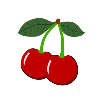 Cherry isolated on white background. vector