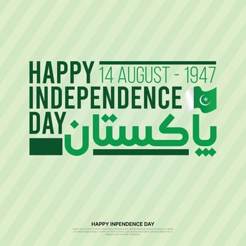 Pakistan Independence Day - 14 August Pakistani National Celebration Pakistan Day Pakistan written in Urdu calligraphy Logo vector