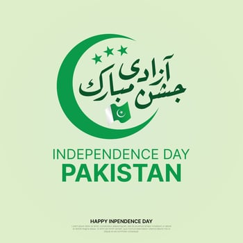 Pakistan Independence Day - 14 August Pakistani National Celebration Pakistan Day Pakistan written in Urdu calligraphy Logo vector