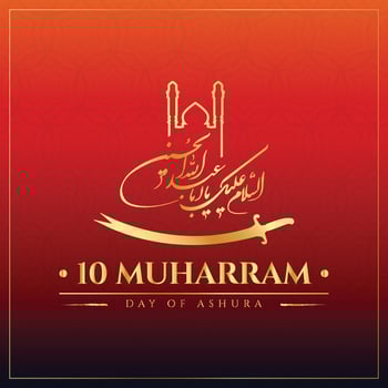 10 Muharram Day of Ashura Lettering Template Background Arabic Lettering means Islamic New Year post Design vector