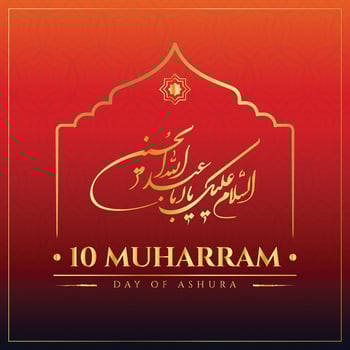 10 Muharram Day of Ashura Lettering Template Background Arabic Lettering means Islamic New Year post Design vector