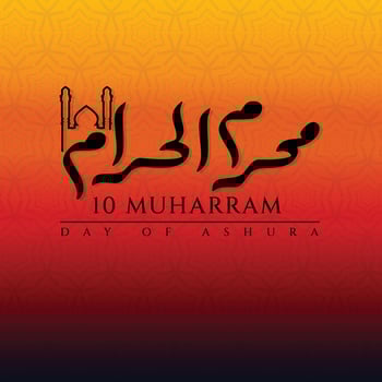 10 Muharram Day of Ashura Lettering Template Background Arabic Lettering means Islamic New Year post Design vector