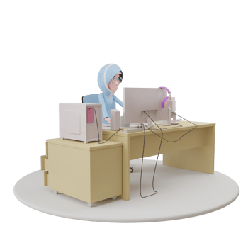 businesswoman working on a computer. Teamwork. Freelance. Search for employees. 3d rendering png