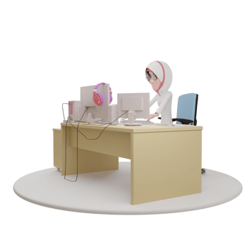 businesswoman working on a computer. Teamwork. Freelance. Search for employees. 3d rendering png