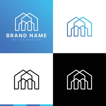 Modern Luxury Real Estate Logo Vector. Gradient Blue Vector Logo. Usable for Business and Branding Logos. Flat Vector Logo Design Template Element.