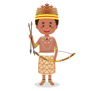 Papua New Guinea People Holding Arrows for Hunting vector