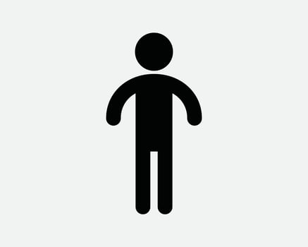 Stick Figure Man Male Boy Son Child Person Human Stickman Toilet Bathroom Restroom Black White Icon Sign Symbol Vector Artwork Clipart Illustration