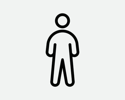 Stick Figure Line Icon. Man Person Stand Standing Linear Symbol. Sickman Boy Profile Character Avatar User Sign Vector Graphic Illustration Clipart