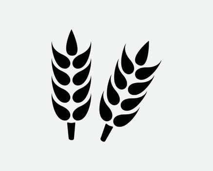 Wheat Grain Agriculture Harvest Plant Cereal Barley Seed Black and White Icon Sign Symbol Vector Artwork Clipart Illustration