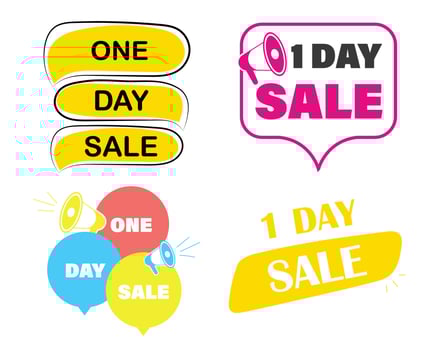 One day sale stickers set for promotion, shopping, web page and advertising vector