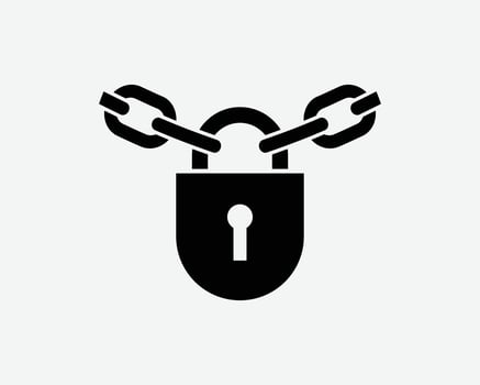 Chain Lock Icon Pad Lock Steel Metal Keyhole Padlock Black White Silhouette Symbol Icon Sign Graphic Clipart Artwork Illustration Pictogram Vector