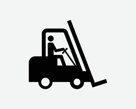 Forklift Icon Fork Lift Delivery Loading Loader Truck Hoist Black White Silhouette Symbol Sign Graphic Clipart Artwork Illustration Pictogram Vector