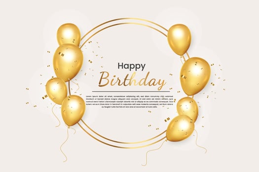 Birthday wish with Realistic  golden balloon set with golden confitty balloon vector
