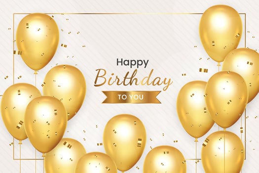 Birthday wish with Realistic  golden balloon set with golden confitty balloon vector