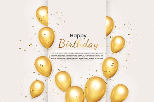 Birthday wish with Realistic  golden balloon set with golden confitty balloon vector