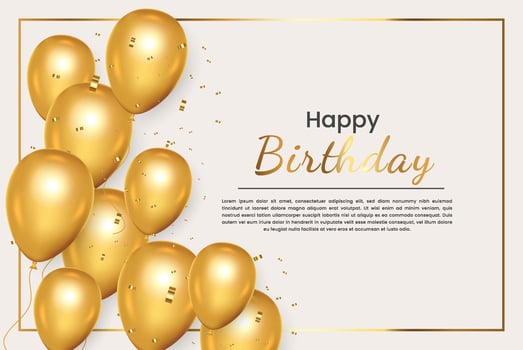 Birthday wish with Realistic  golden balloon set with golden confitty balloon vector
