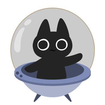 cute black cat astronaut ufo in space png