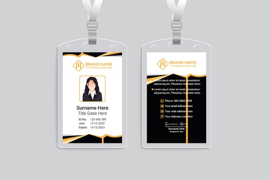 Corporate orange and black color id card design vector