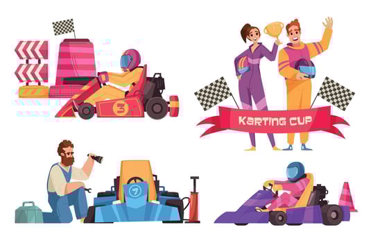 Karting Cartoon Set vector