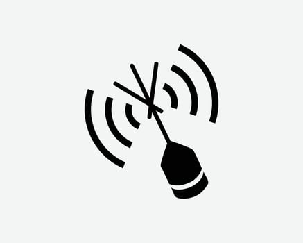 Emergency Beacon Floatation Marine Maritime Ping Signal Black White Silhouette Sign Symbol Icon Graphic Clipart Artwork Illustration Pictogram Vector