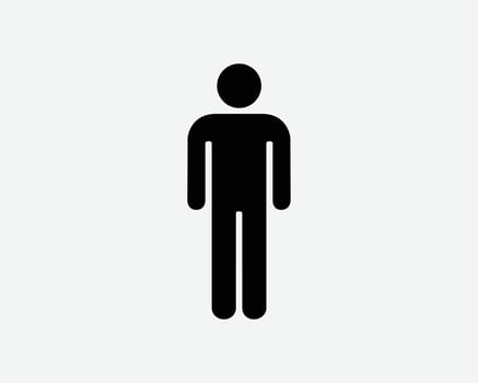 Stick Figure Man Person Stand Standing Single Pedestrian Black White Silhouette Sign Symbol Icon Vector Graphic Clipart Illustration Artwork Pictogram