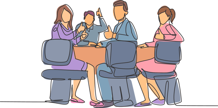 One line drawing of young happy businessmen and businesswoman meeting and giving thumbs up gesture. Business presentation concept. Continuous line draw design illustration png