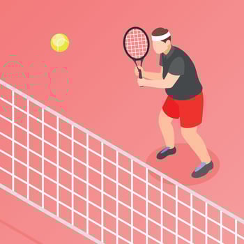 Overweight Man Playing Tennis vector