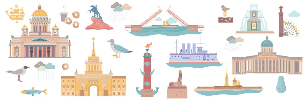 Saint Petersburg Icon Set vector