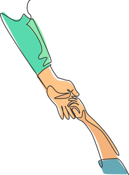 One line drawing of father giving hand to his child. Mother care in continuous line drawing design style. Parental concept illustration png
