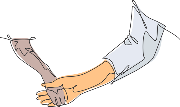 One line drawing of human hand holding dog leg with full of love. Friendship with pet animal concept. Best friend forever. Continuous line drawing design, graphic illustration png