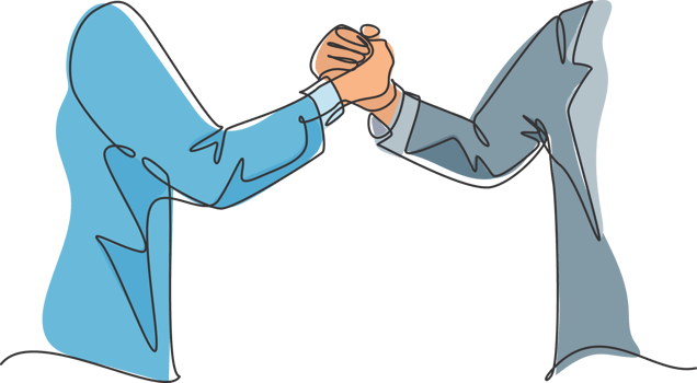 Continuous line drawing of business man handshake his partner to deal a big project. Business meeting at office concept. Single line drawing design, graphic illustration png