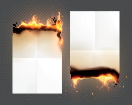 Burned Old Paper Realistic And Isolated Icon Set vector