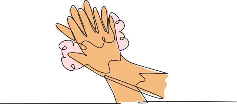 Continuous one line drawing twelve steps hand washing by rubbing between your fingers with soap and water flow. Health campaign covid-19 pandemic. Single line draw design graphic illustration. png