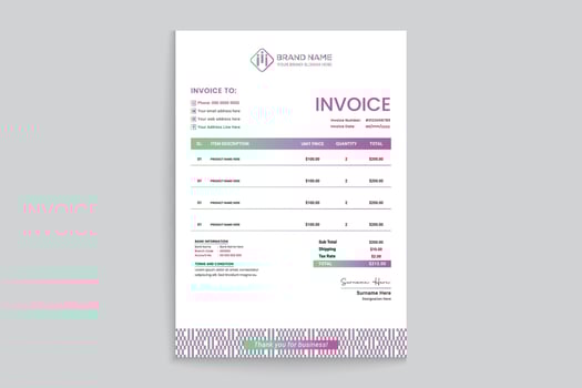 Professional invoice mockup vector