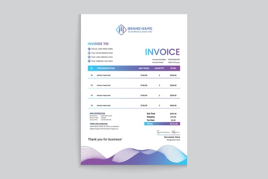 Professional invoice mockup vector