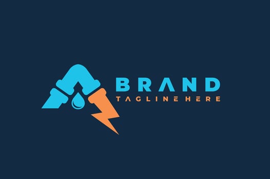 letter A lightning pipe logo vector