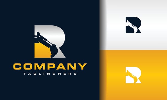 letter R excavator logo vector
