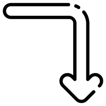curved down arrow vector outline icon