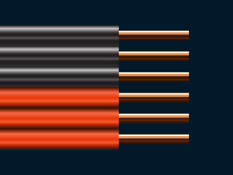 electric wires on an indigo background Copper wires are conductors of urban society. realistic vector illustration.