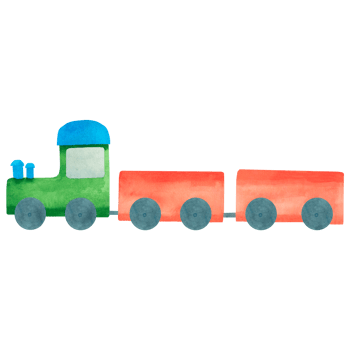 Kids toys. Train watercolor illustration. Illustration for children. Separately on a transparent background. Suitable for cards, invitations, banners, notepads, posters, calendars. png