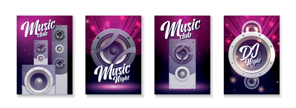 Isometric Sound Audio Music Poster Set vector
